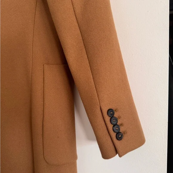 Zara Double-Breasted Tan Wool Coat - Picture 5 of 8
